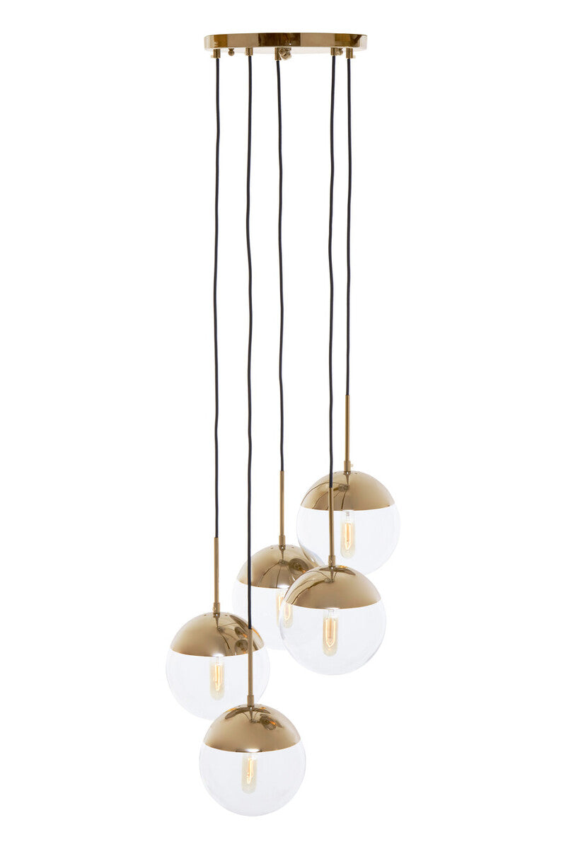 Orsina Revive Gold 5-Light Pendant – Glass Globe Modern Chandelier