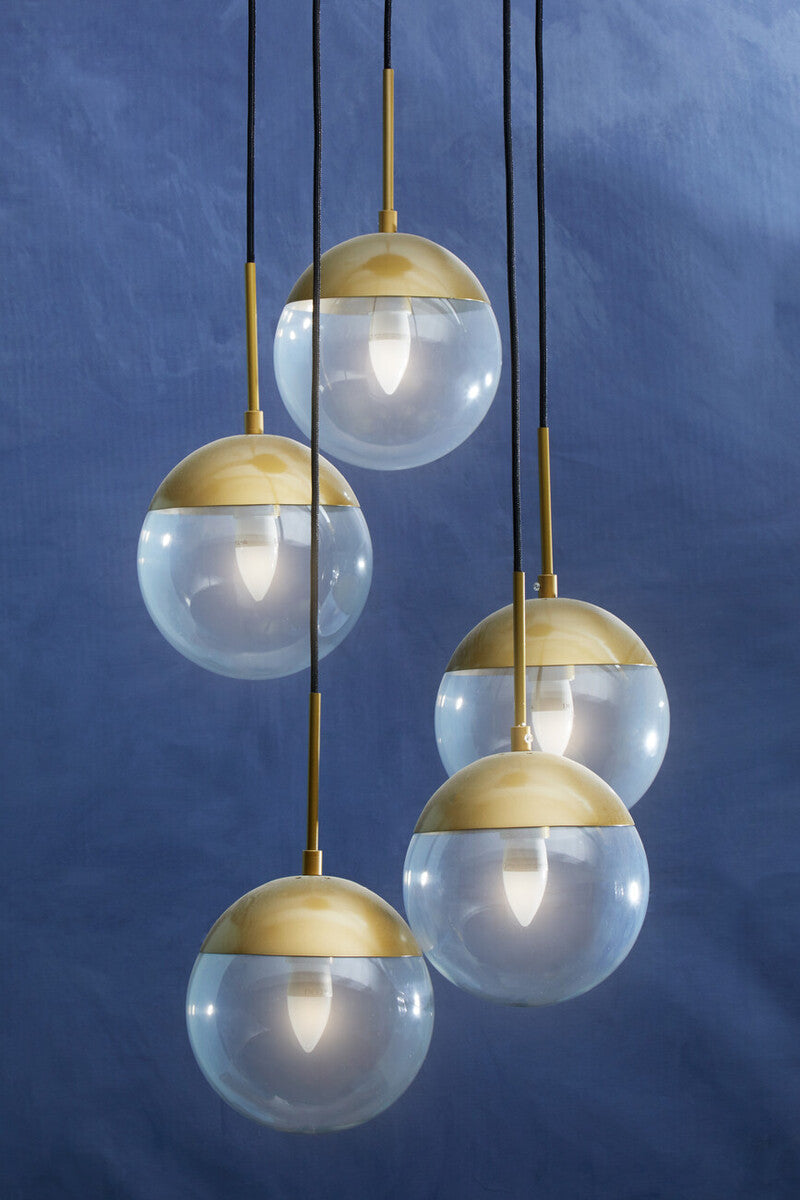 Orsina Revive Gold 5-Light Pendant – Glass Globe Modern Chandelier