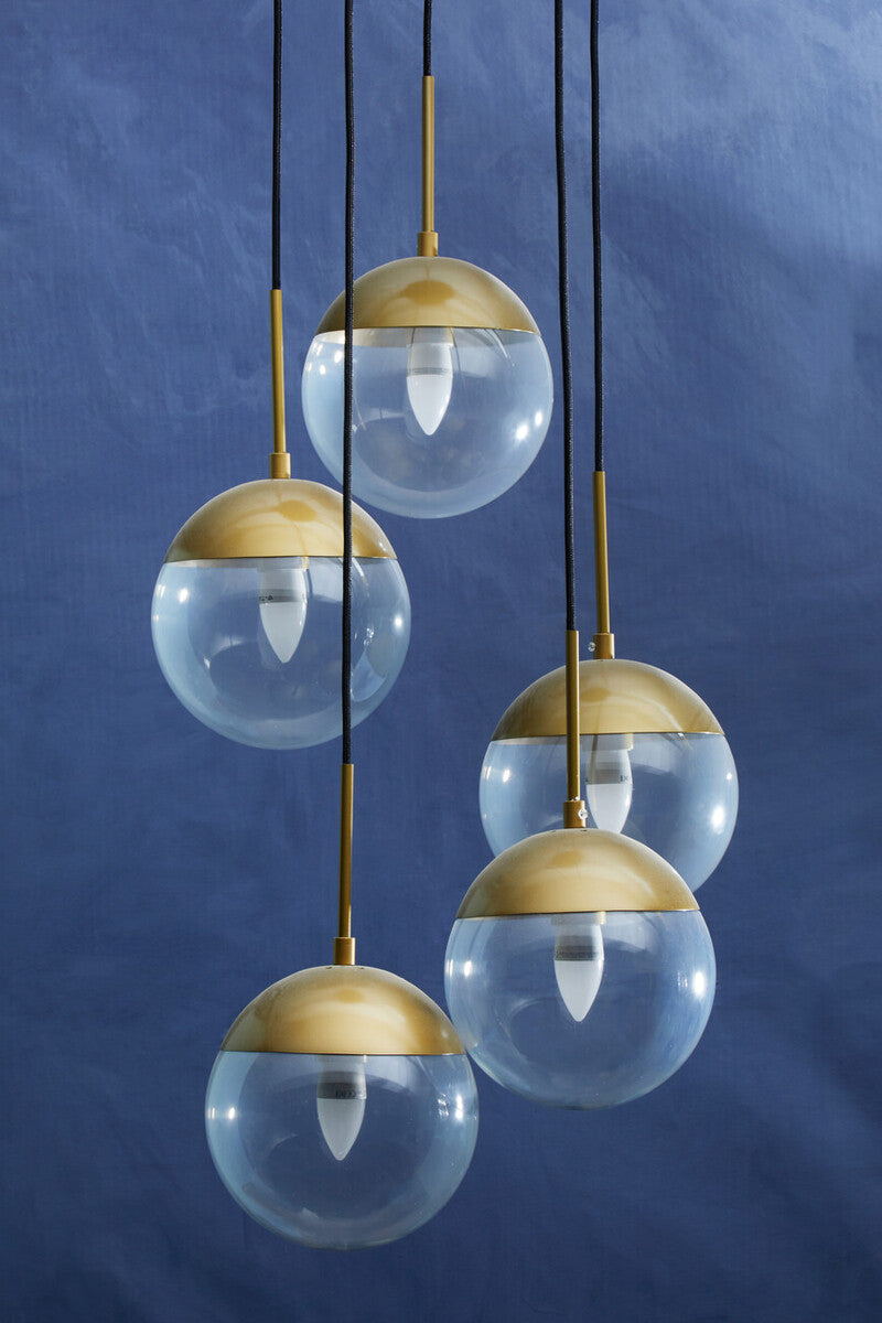 Orsina Revive Gold 5-Light Pendant – Glass Globe Modern Chandelier