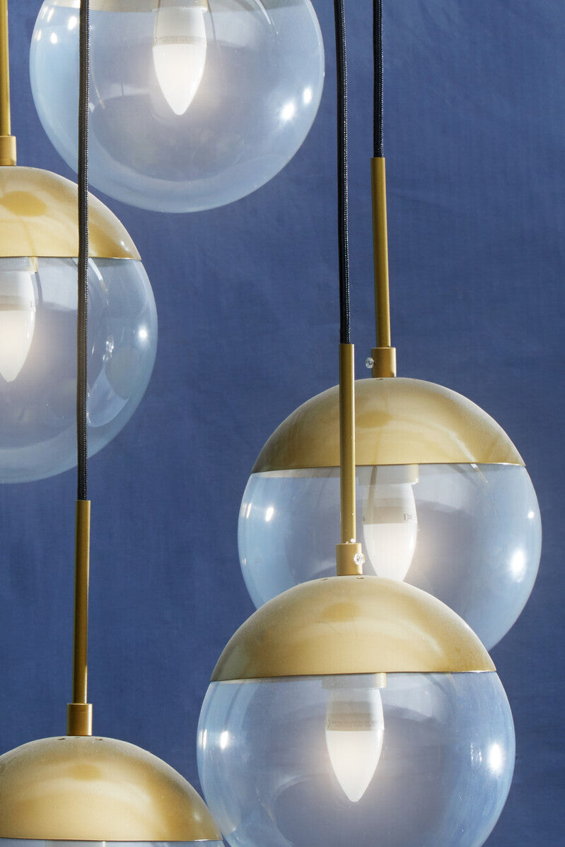 Orsina Revive Gold 5-Light Pendant – Glass Globe Modern Chandelier