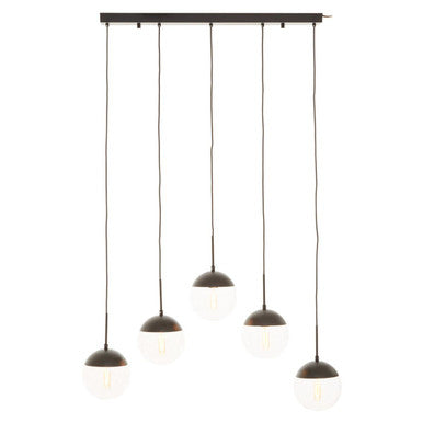 Orsina Revive 5-Light Clear Glass Globe Pendant Light – Black Finish