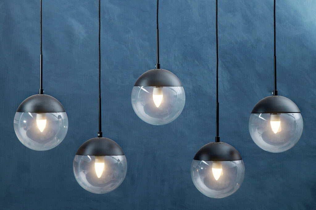Orsina Revive 5-Light Clear Glass Globe Pendant Light – Black Finish