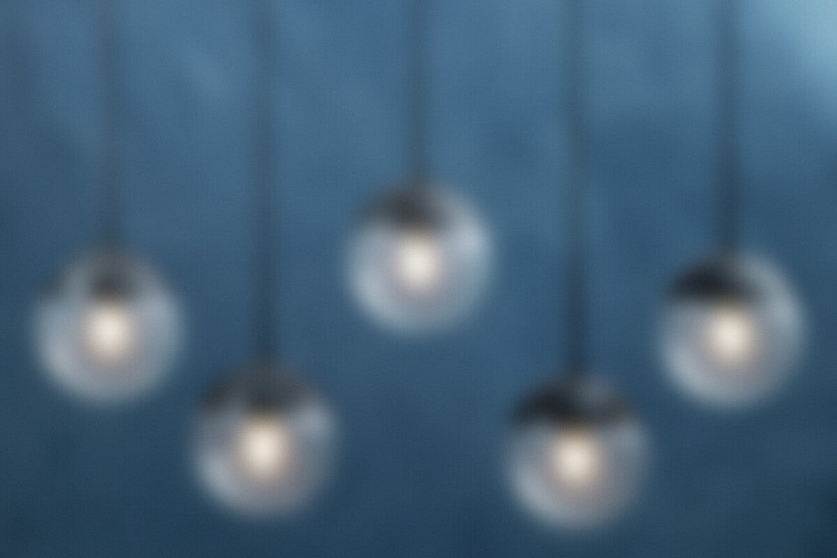 Orsina Revive 5-Light Clear Glass Globe Pendant Light – Black Finish