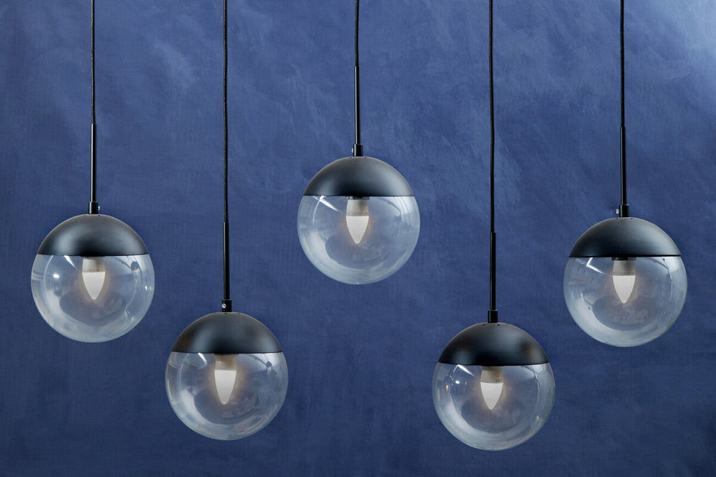 Orsina Revive 5-Light Clear Glass Globe Pendant Light – Black Finish