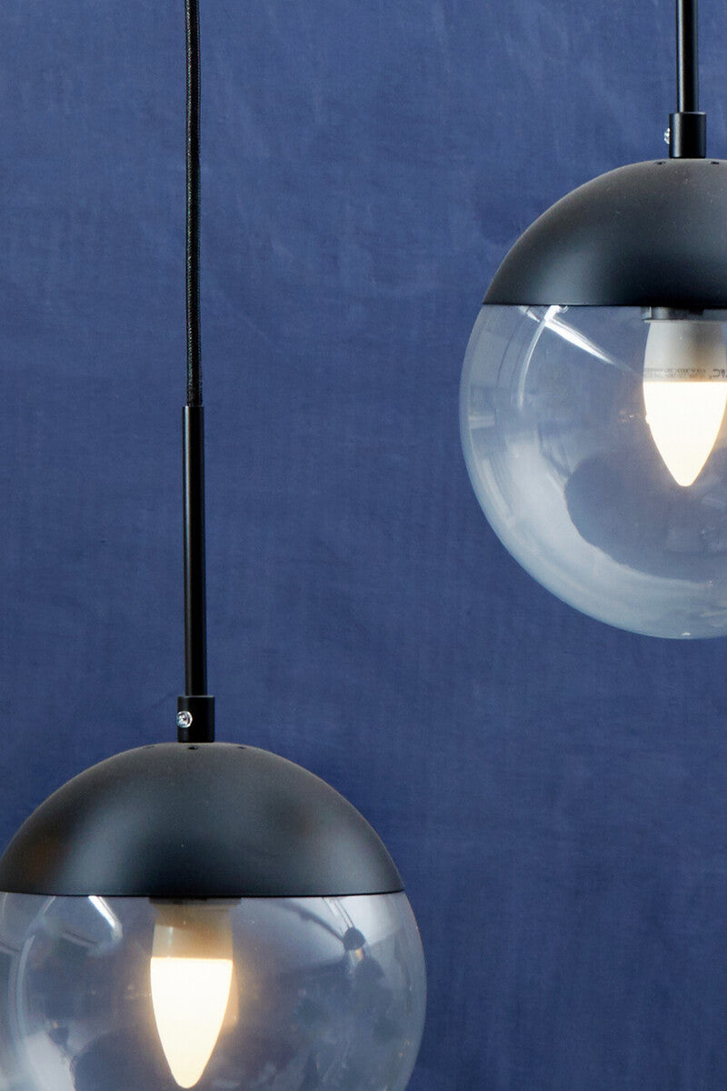 Orsina Revive 5-Light Clear Glass Globe Pendant Light – Black Finish