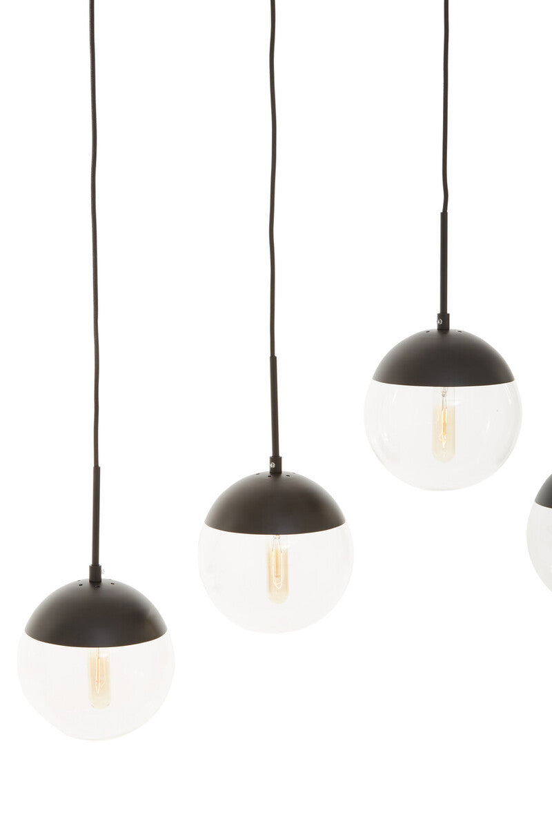 Orsina Revive 5-Light Clear Glass Globe Pendant Light – Black Finish