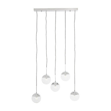 Orsina Revive Chrome 5-Light Pendant | Silver & Clear Glass Chandelier