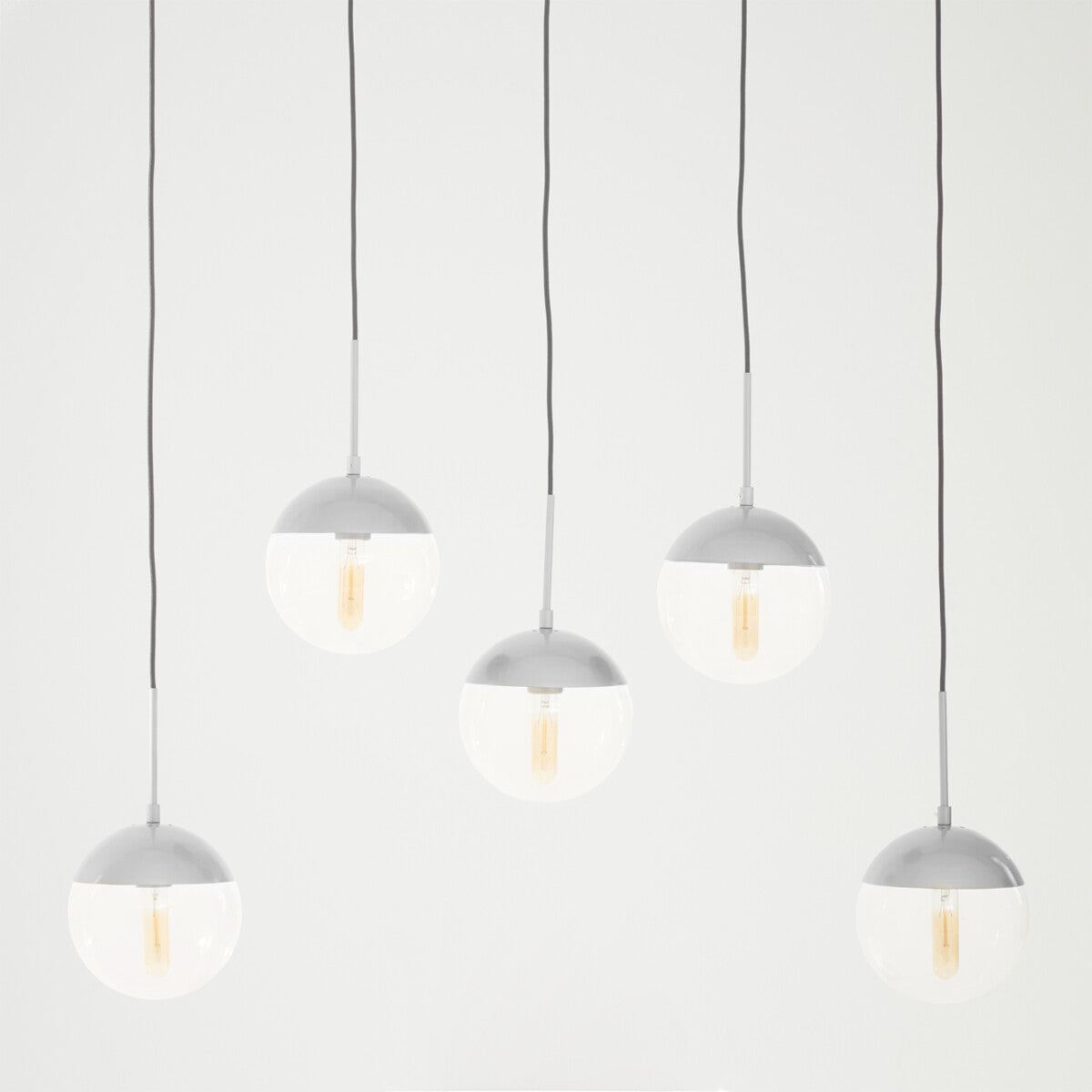 Orsina Revive Chrome 5-Light Pendant | Silver & Clear Glass Chandelier