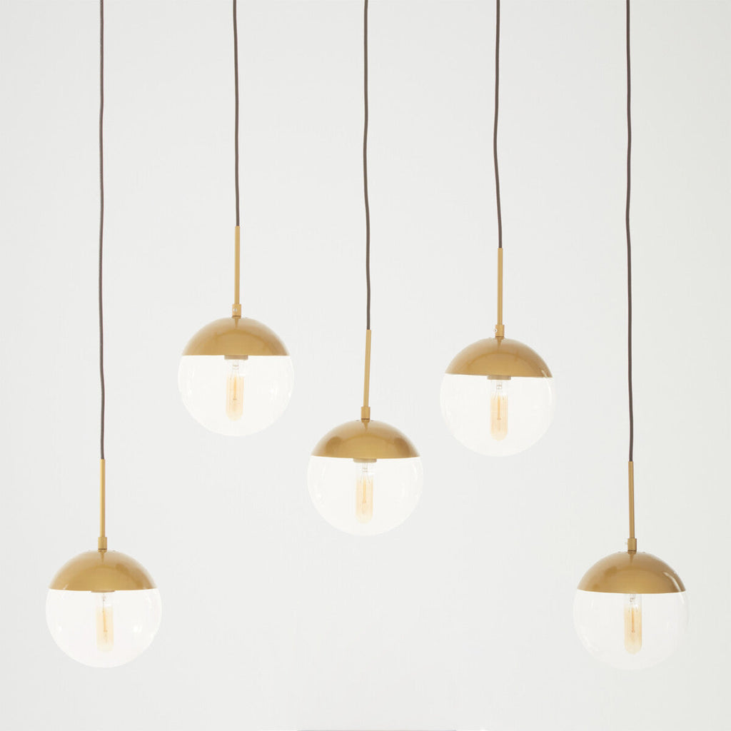 Orsina Revive 5-Light Gold Glass Globe Pendant Light – Modern Dining