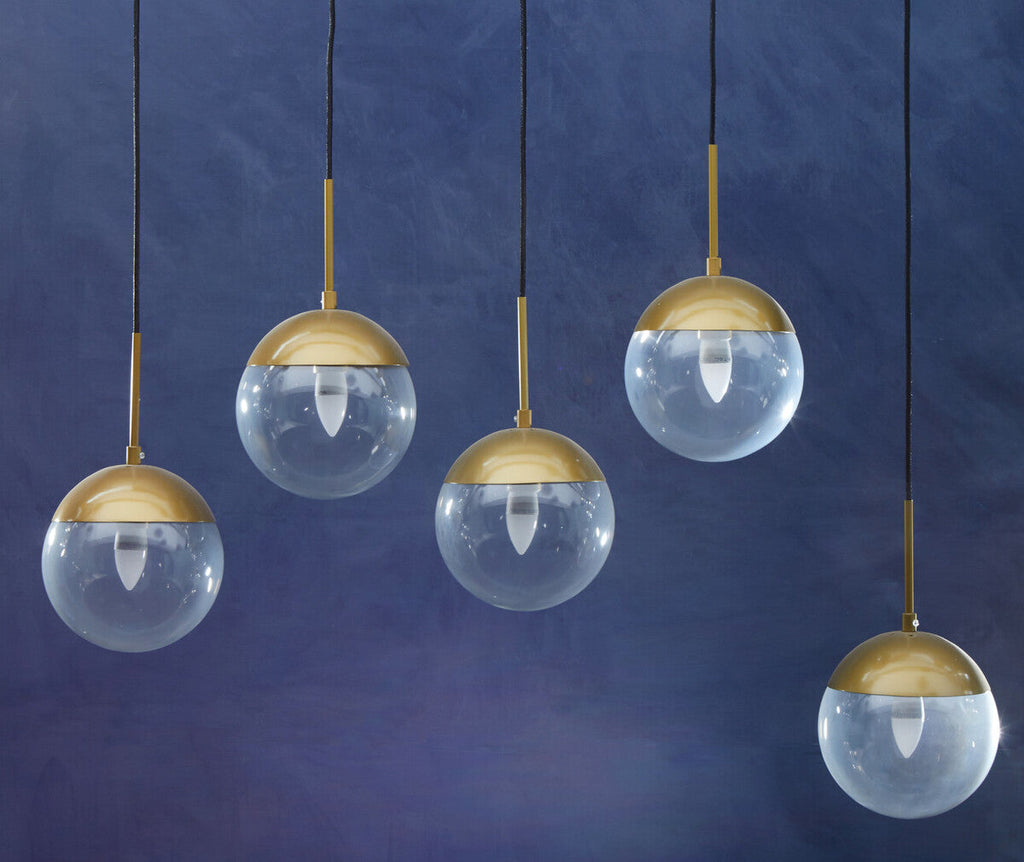 Orsina Revive 5-Light Gold Glass Globe Pendant Light – Modern Dining