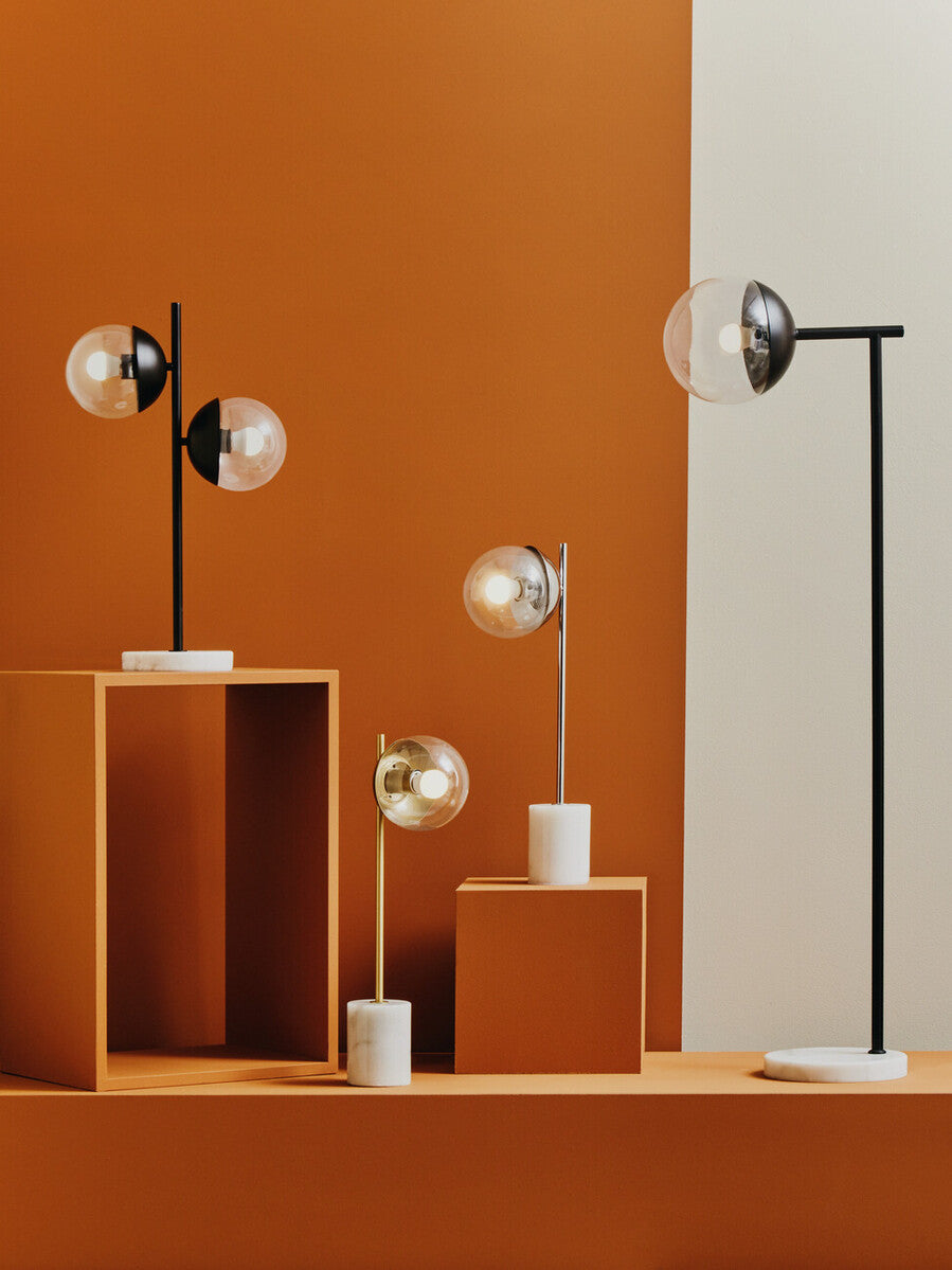 Orsina Revive Floor Lamp – Modern Black Finish with Glass Shade