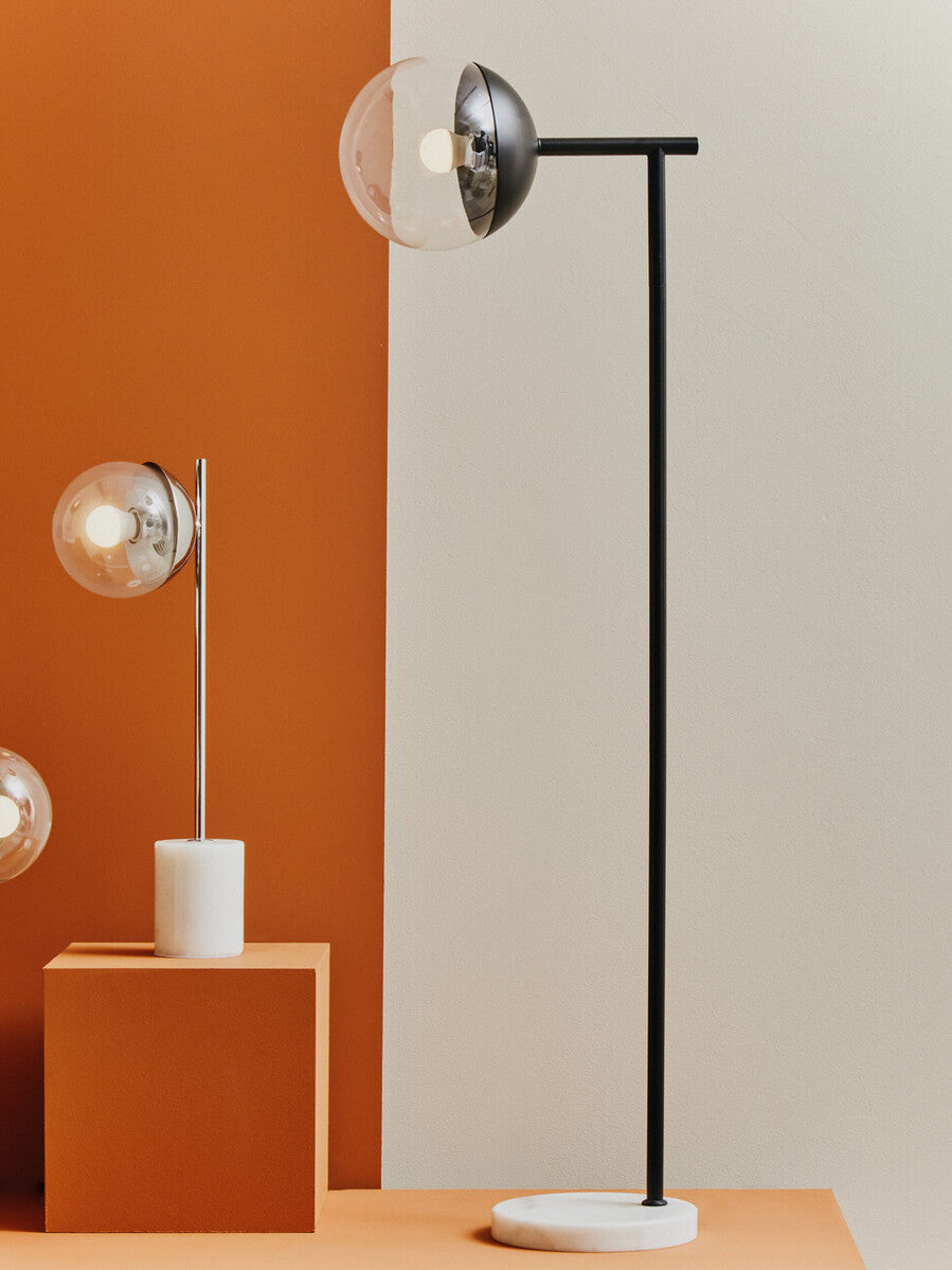 Orsina Revive Floor Lamp – Modern Black Finish with Glass Shade