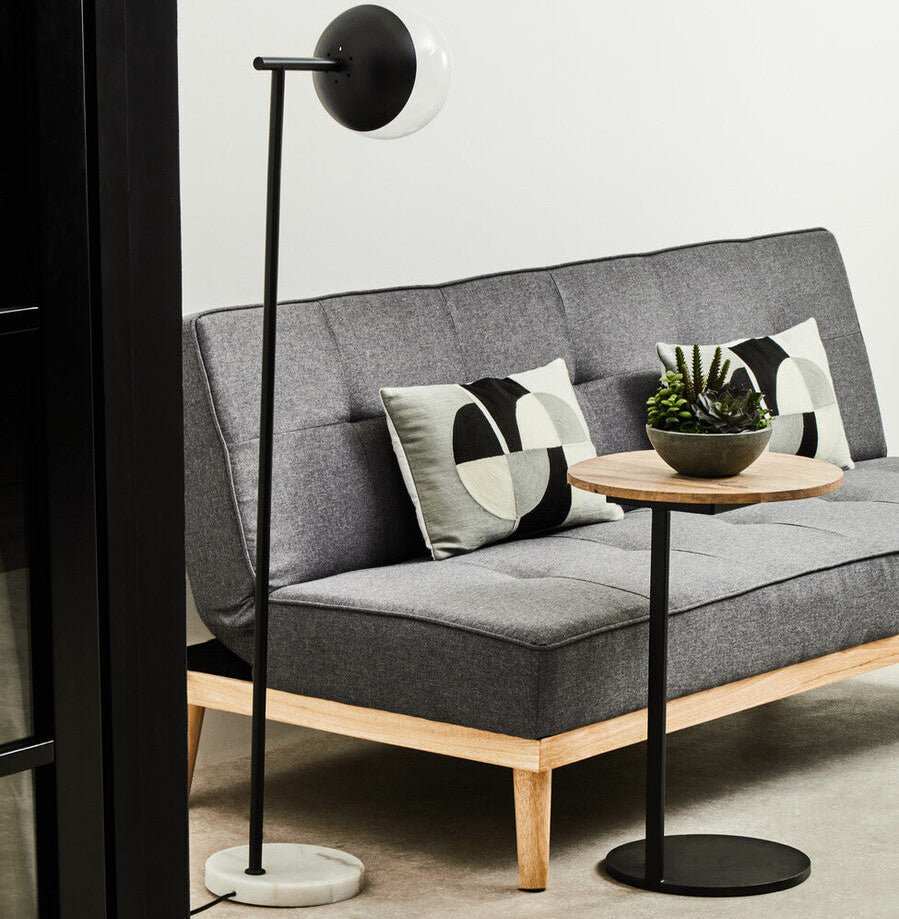 Orsina Revive Floor Lamp – Modern Black Finish with Glass Shade