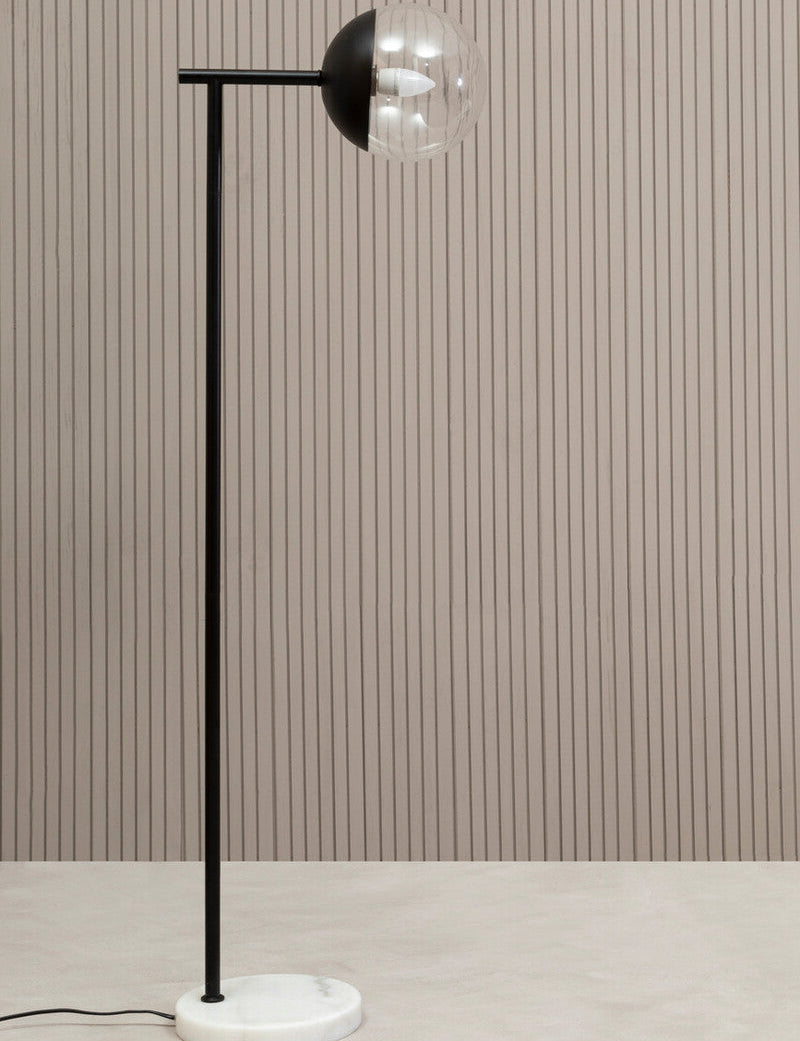 Orsina Revive Floor Lamp – Modern Black Finish with Glass Shade
