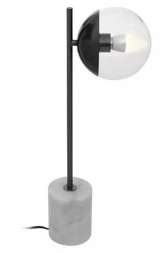 Orsina Revive Black Metal Table Lamp – Marble Base & Globe Shade