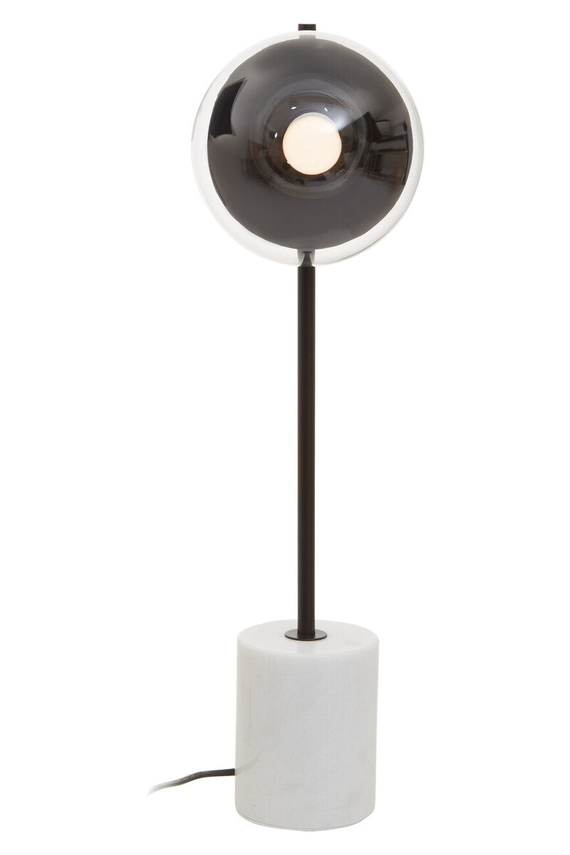 Orsina Revive Black Metal Table Lamp – Marble Base & Globe Shade
