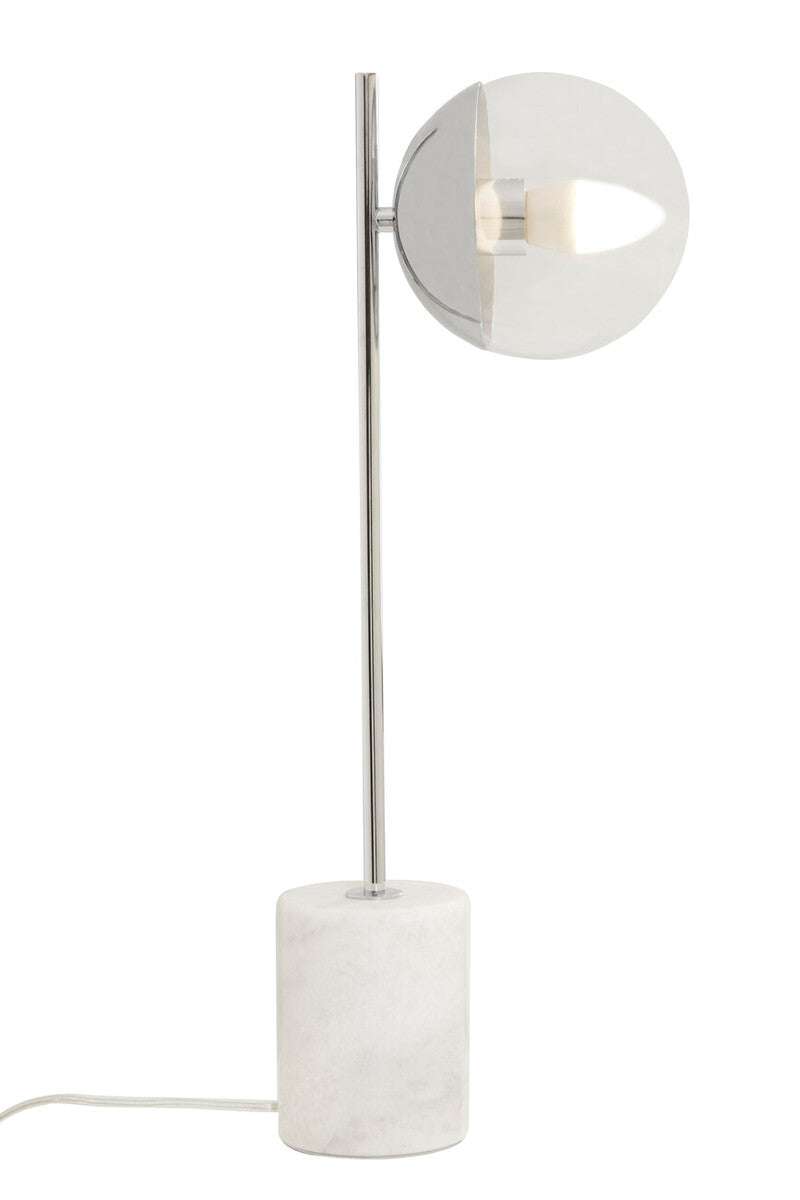 Orsina Revive Table Lamp – Chrome Finish with Marble Base and Glass Globe