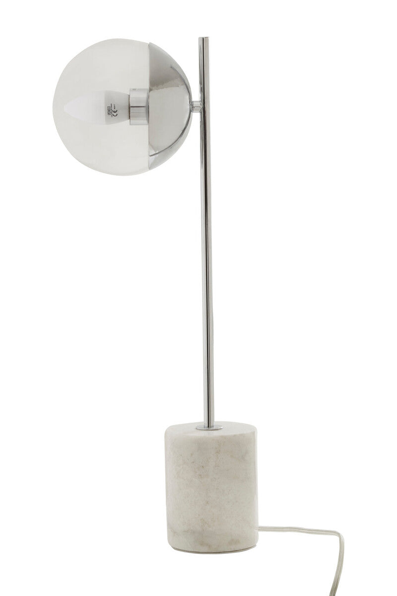 Orsina Revive Table Lamp – Chrome Finish with Marble Base and Glass Globe