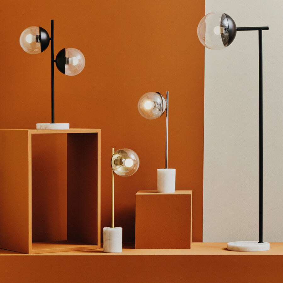 Orsina Revive Table Lamp – Chrome Finish with Marble Base and Glass Globe