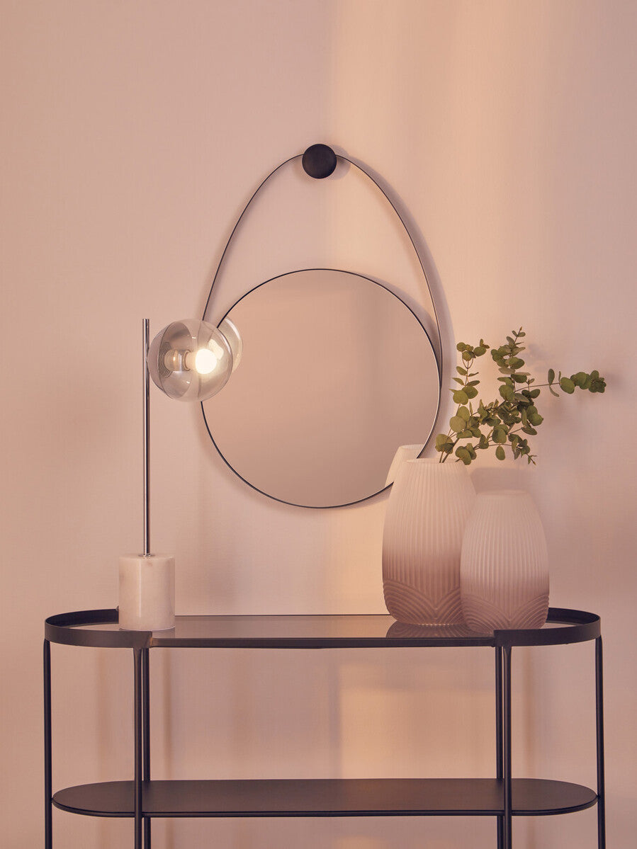 Orsina Revive Table Lamp – Chrome Finish with Marble Base and Glass Globe