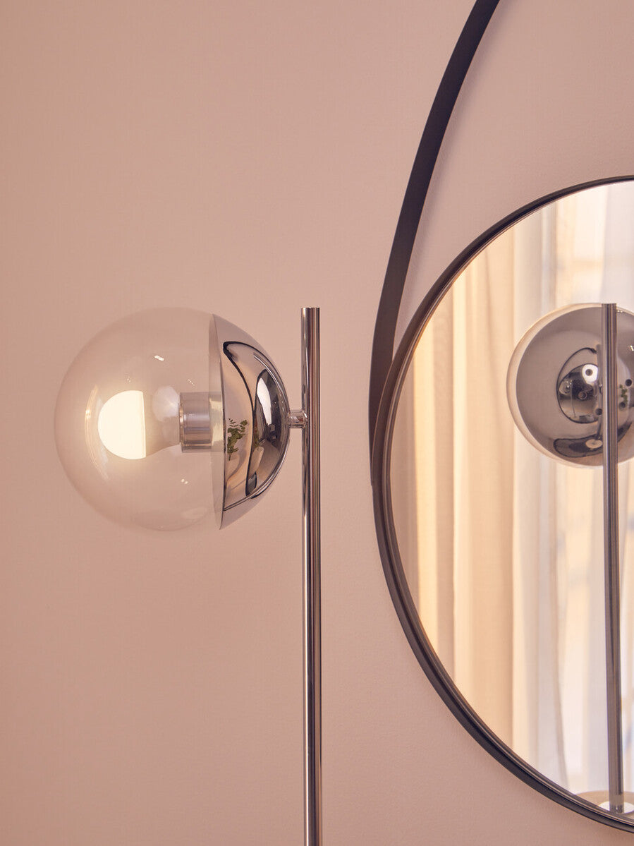 Orsina Revive Table Lamp – Chrome Finish with Marble Base and Glass Globe