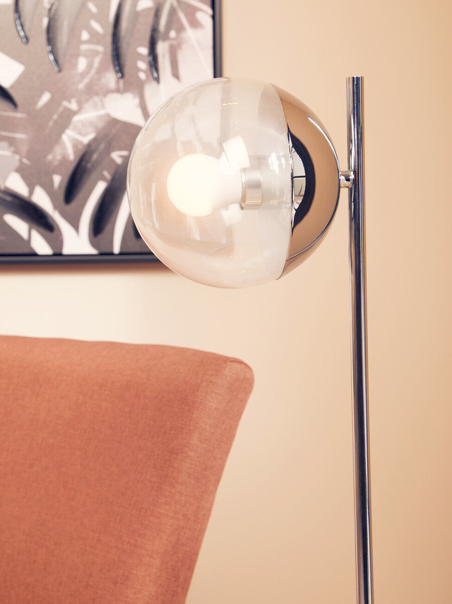 Orsina Revive Table Lamp – Chrome Finish with Marble Base and Glass Globe