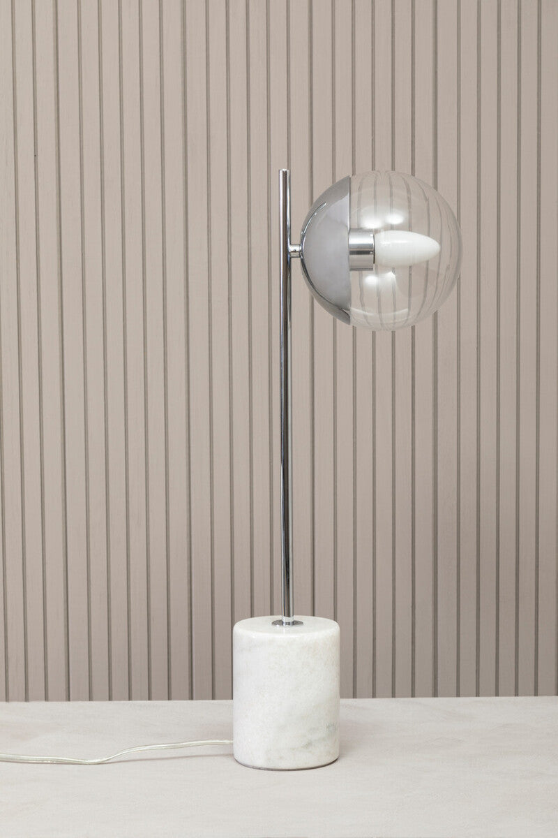 Orsina Revive Table Lamp – Chrome Finish with Marble Base and Glass Globe