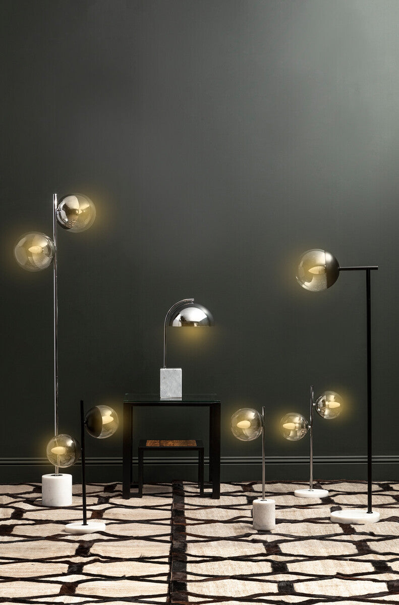 Orsina Revive Table Lamp – Chrome Finish with Marble Base and Glass Globe