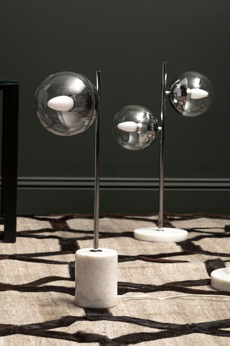 Orsina Revive Table Lamp – Chrome Finish with Marble Base and Glass Globe