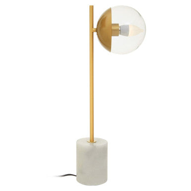 Orsina Revive Gold Metal Table Lamp with White Marble Base & Glass Globe