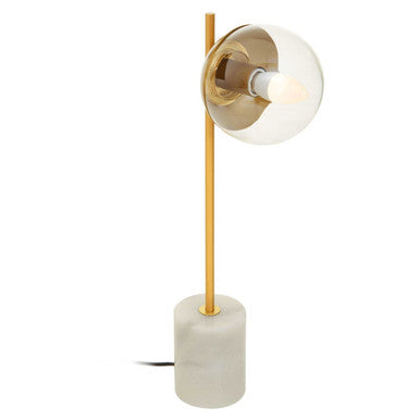 Orsina Revive Gold Metal Table Lamp with White Marble Base & Glass Globe