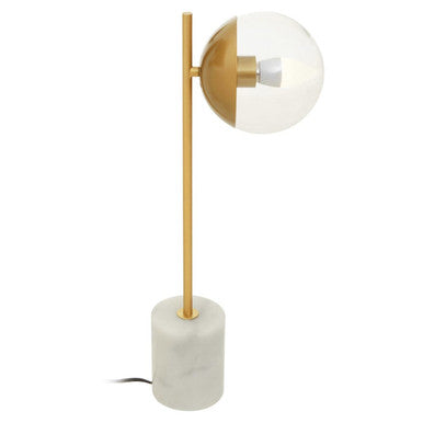 Orsina Revive Gold Metal Table Lamp with White Marble Base & Glass Globe