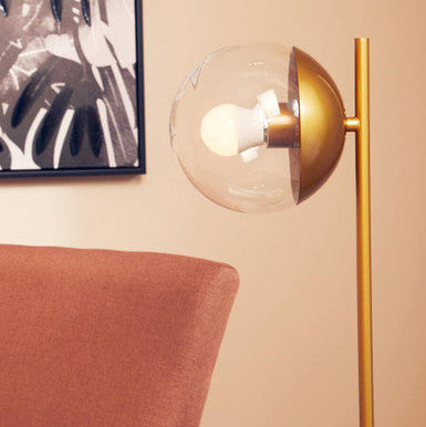 Orsina Revive Gold Metal Table Lamp with White Marble Base & Glass Globe
