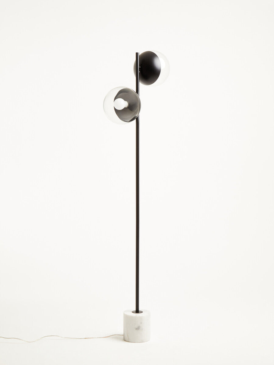Orsina Revive 2-Light Black Floor Lamp with Marble Base