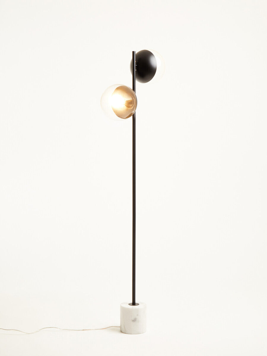 Orsina Revive 2-Light Black Floor Lamp with Marble Base