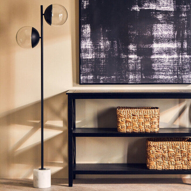 Orsina Revive 2-Light Black Floor Lamp with Marble Base