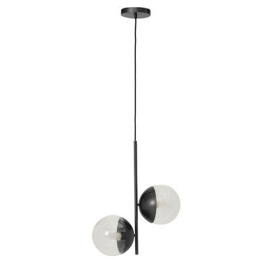Orsina Revive 2-Bulb Pendant Light | Black Finish Glass Globe