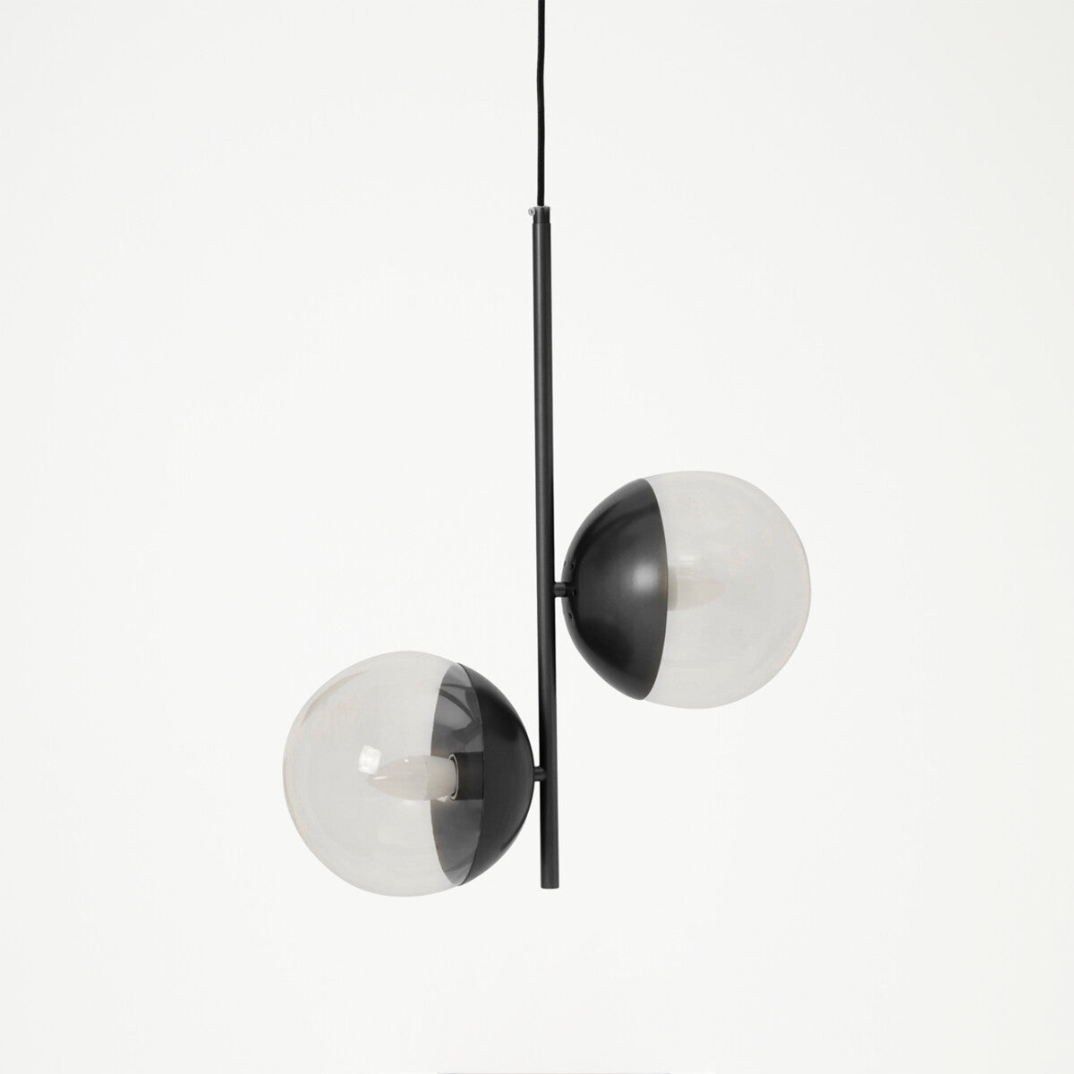Orsina Revive 2-Bulb Pendant Light | Black Finish Glass Globe