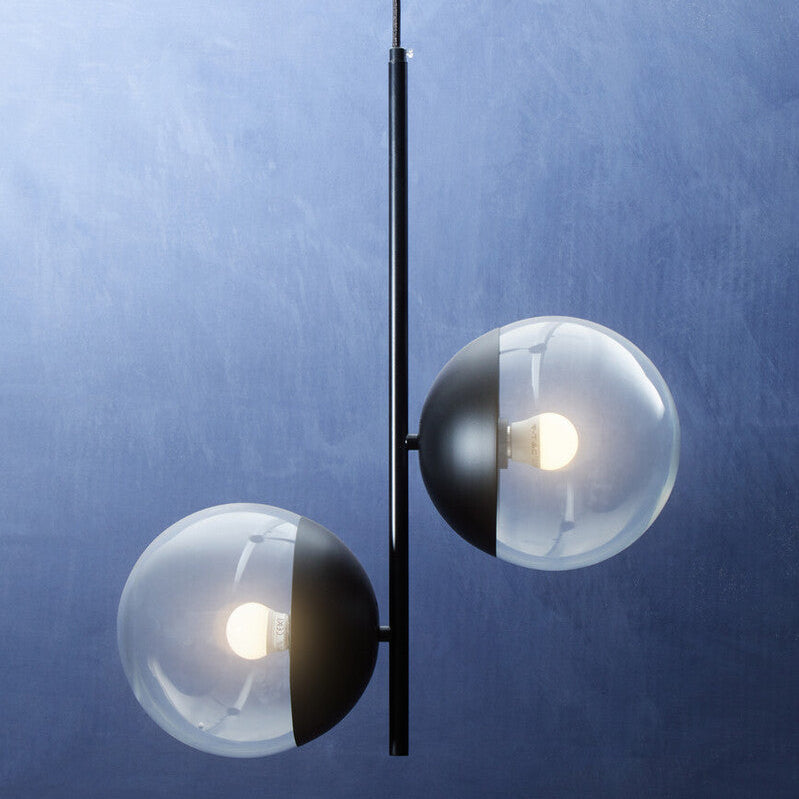 Orsina Revive 2-Bulb Pendant Light | Black Finish Glass Globe