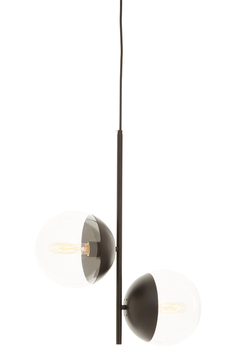 Orsina Revive 2-Bulb Pendant Light | Black Finish Glass Globe