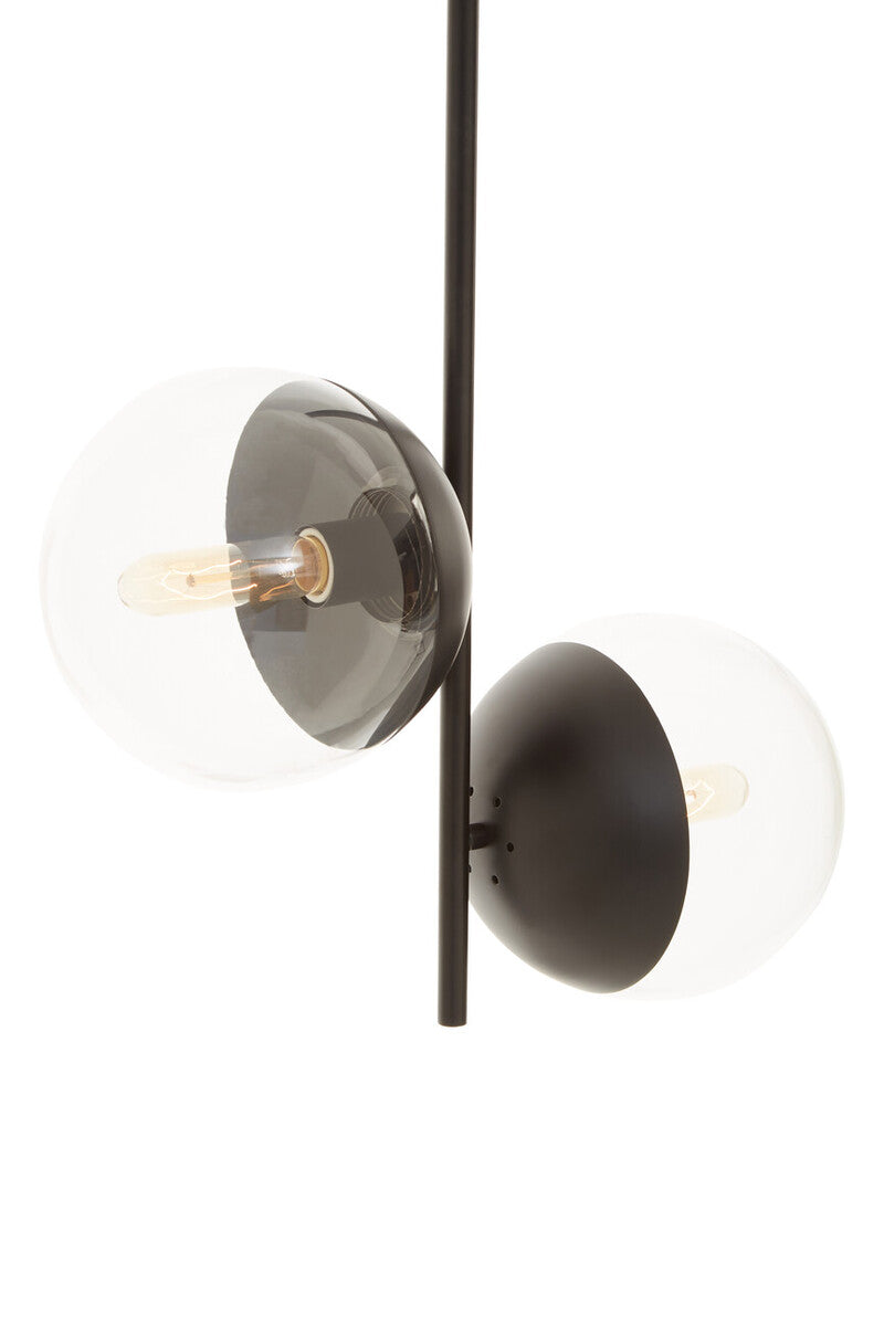 Orsina Revive 2-Bulb Pendant Light | Black Finish Glass Globe