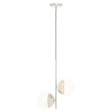 Orsina Revive 2-Bulb Pendant Light – Chrome Finish & Glass Globes