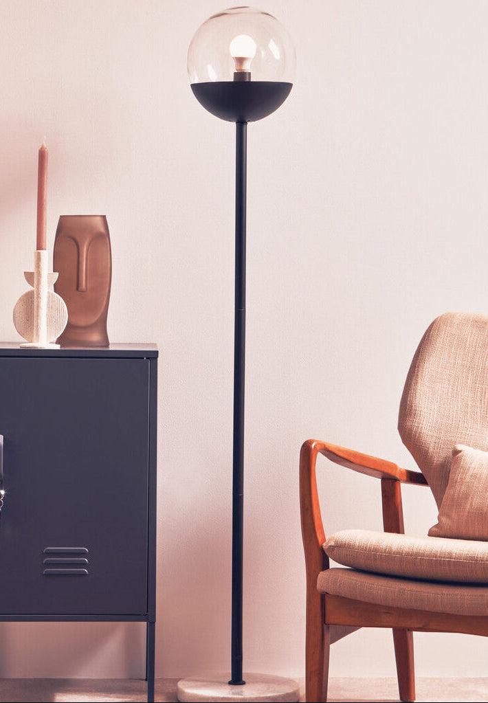 Orsina Revive Modern Black Metal Floor Lamp | Minimalist Globe Shade