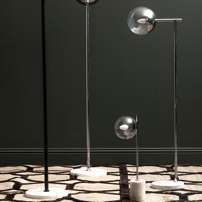 Orsina Revive Modern Black Metal Floor Lamp | Minimalist Globe Shade