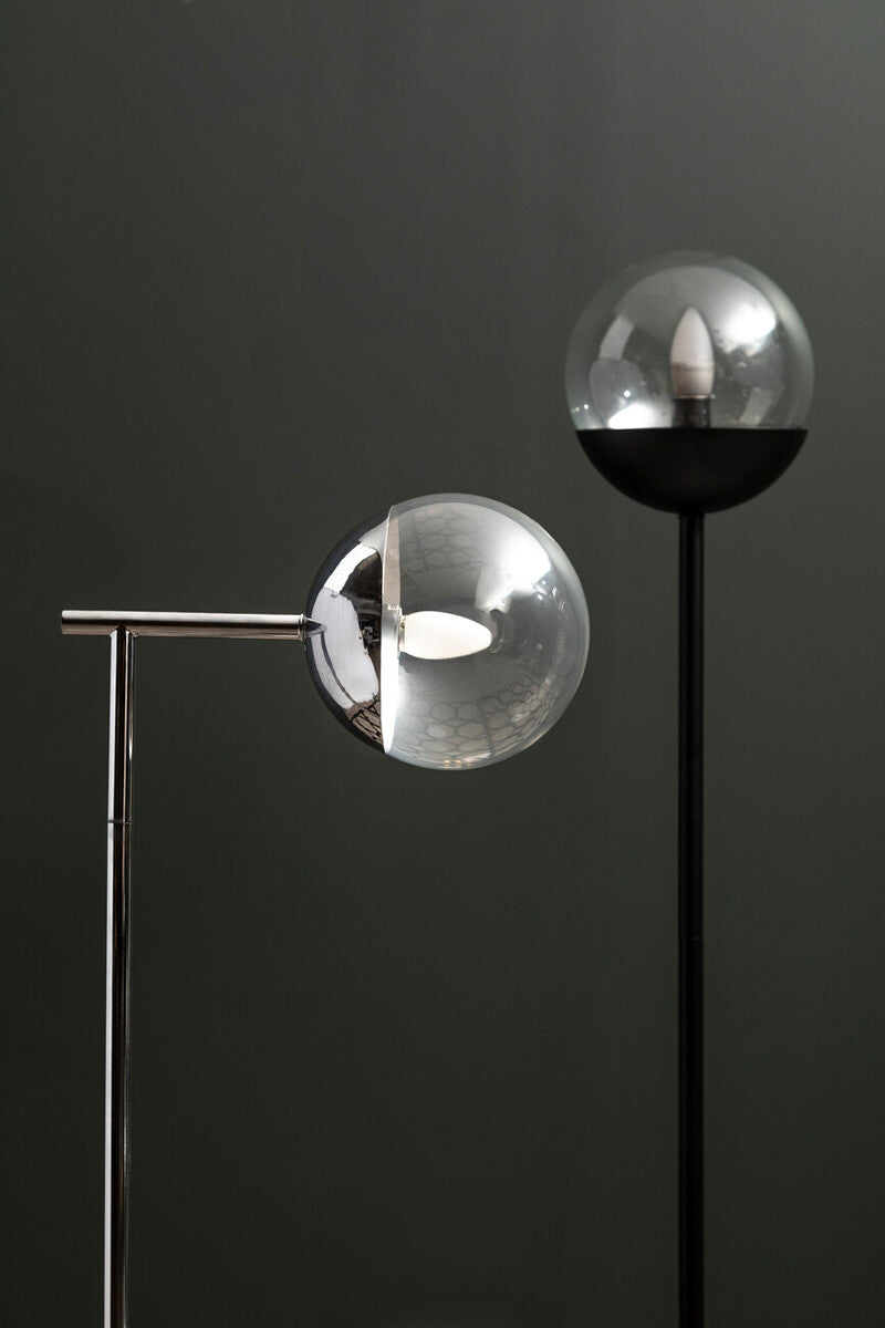 Orsina Revive Modern Black Metal Floor Lamp | Minimalist Globe Shade