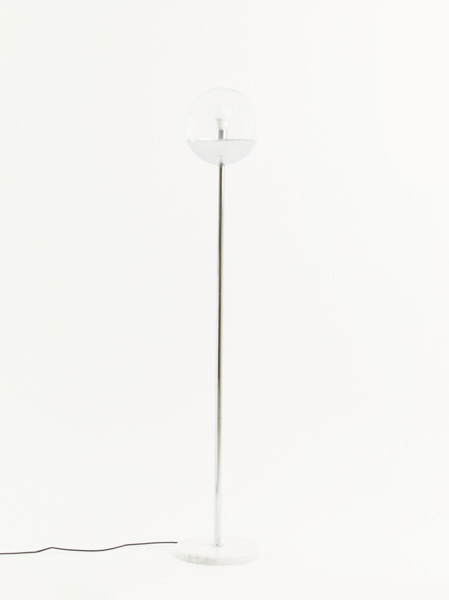 Orsina Revive Metal Floor Lamp | Chrome Finish with Clear Globe Shade