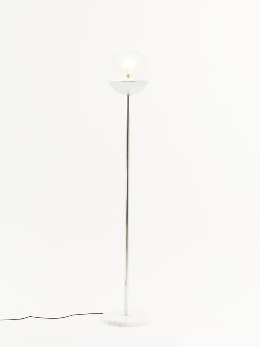 Orsina Revive Metal Floor Lamp | Chrome Finish with Clear Globe Shade