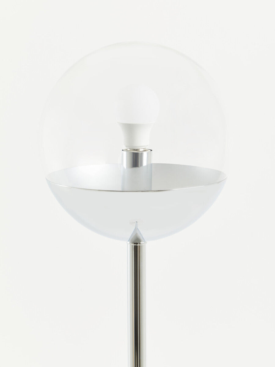 Orsina Revive Metal Floor Lamp | Chrome Finish with Clear Globe Shade