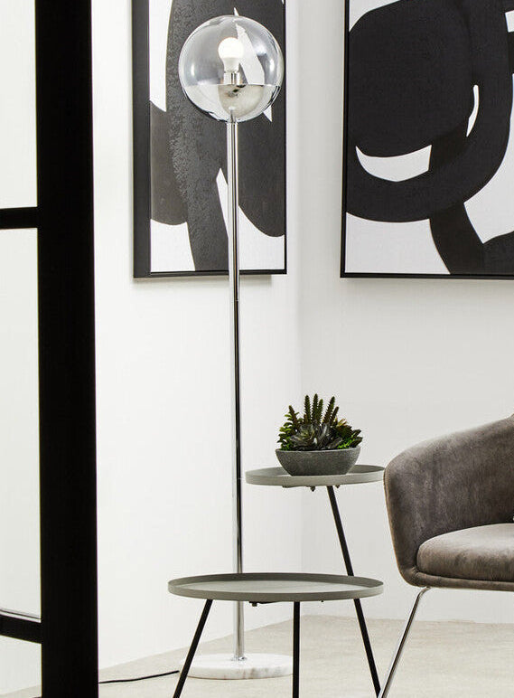 Orsina Revive Metal Floor Lamp | Chrome Finish with Clear Globe Shade