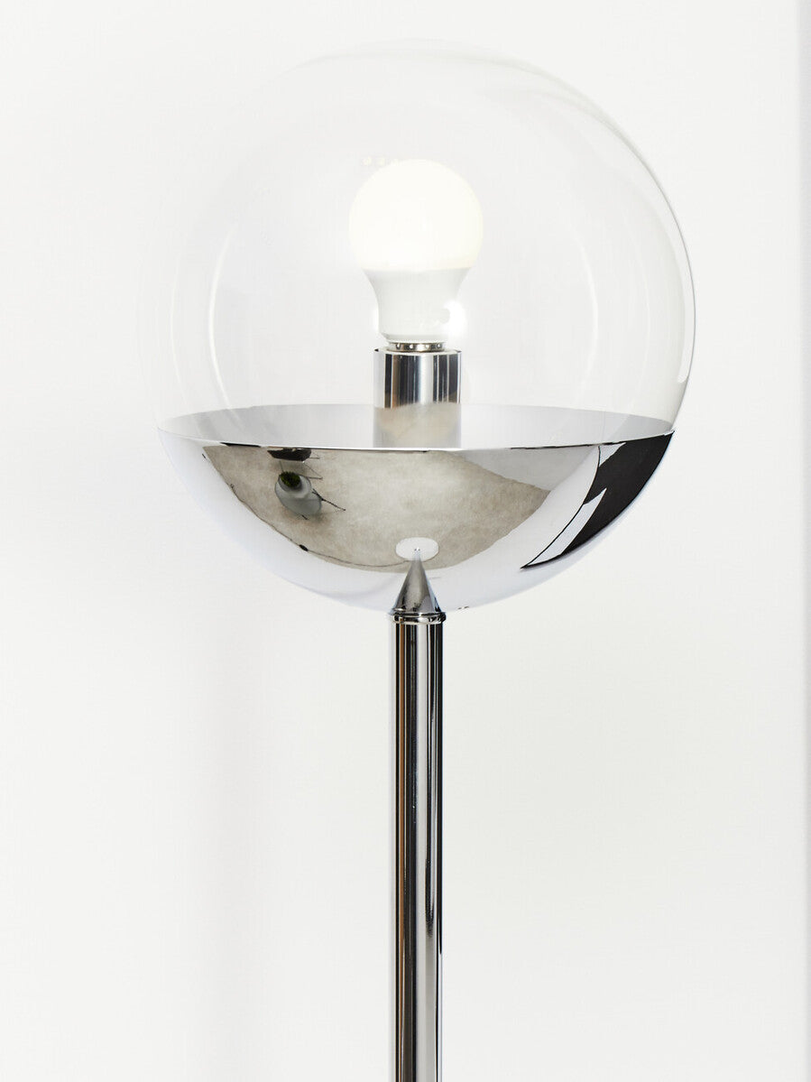 Orsina Revive Metal Floor Lamp | Chrome Finish with Clear Globe Shade